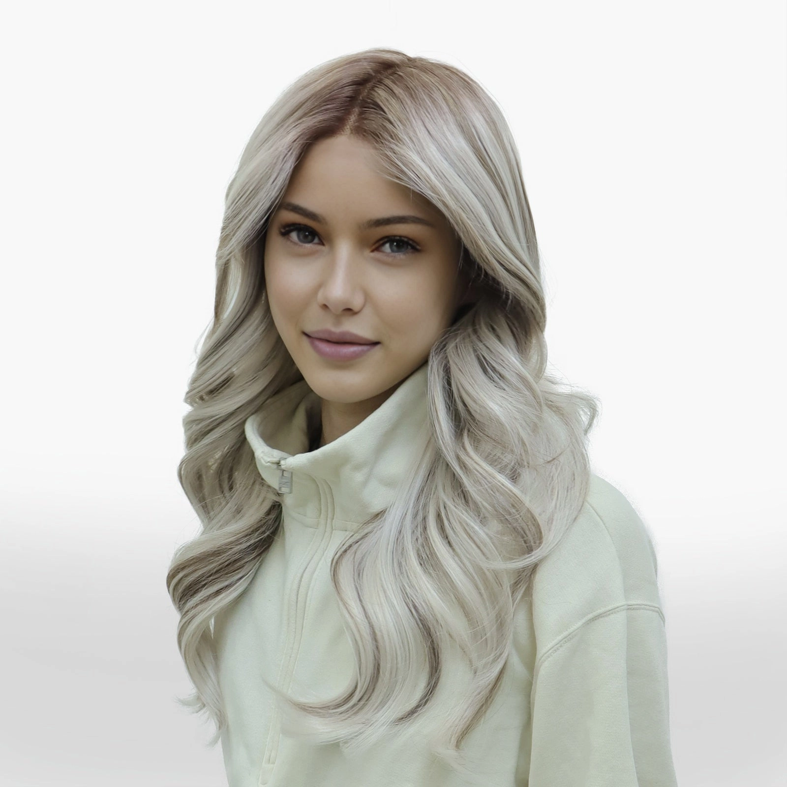 IMstyle Astra T-part Glueless lace front silver mist with soft rooting layer cut 24 inches wig TK117-Y103-60
