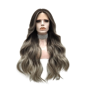 IMstyle Kim ombre greyish blonde with dark roots 30inches T part lace front wigs TS65-2195