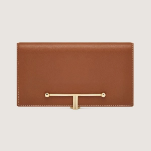 Large Melville Street Wallet - Chestnut with Vanilla Stitch
