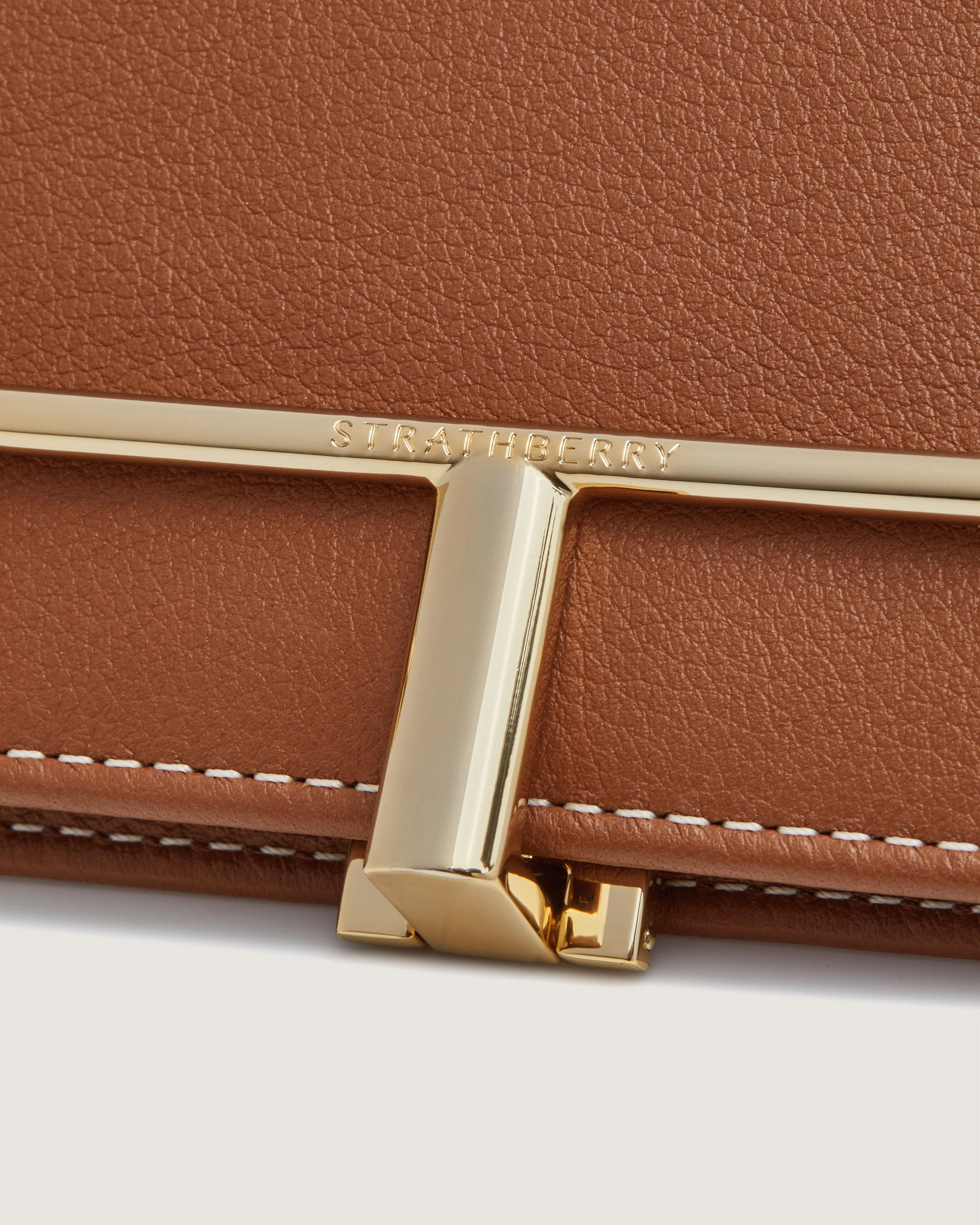 Large Melville Street Wallet - Chestnut with Vanilla Stitch