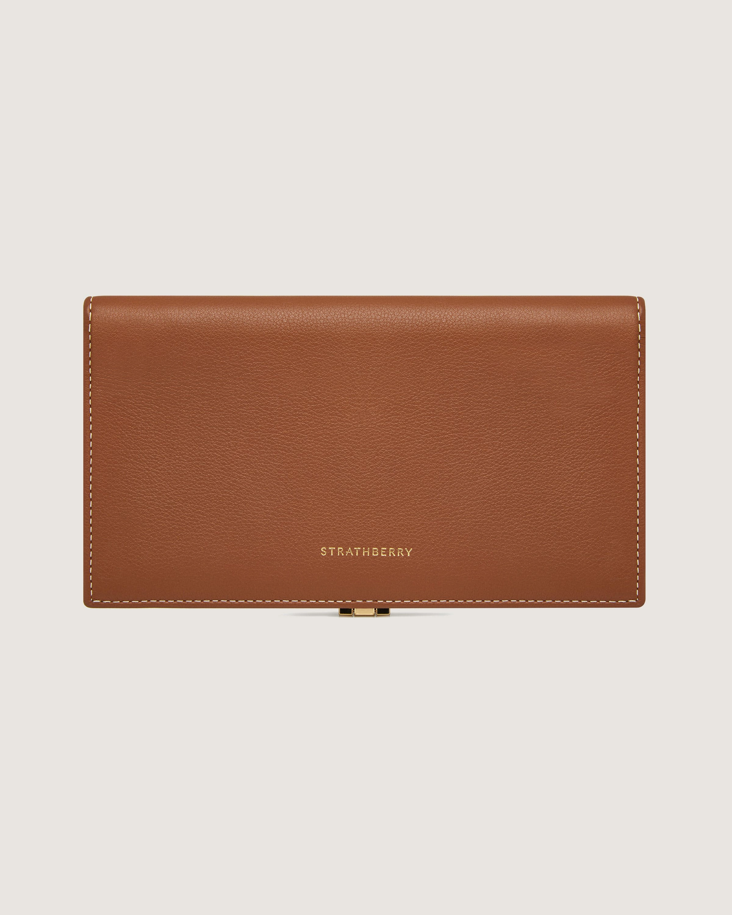 Large Melville Street Wallet - Chestnut with Vanilla Stitch