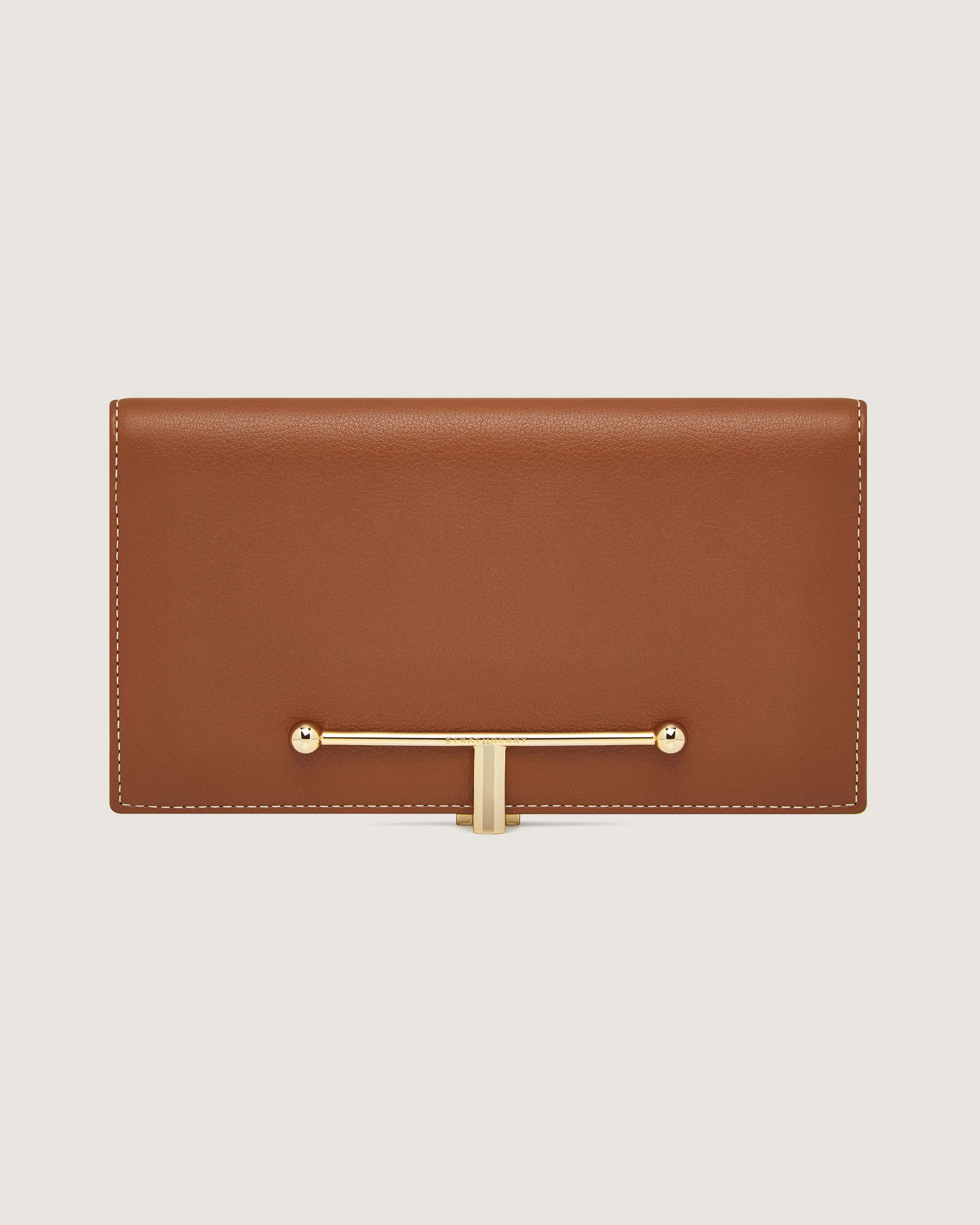 Large Melville Street Wallet - Chestnut with Vanilla Stitch