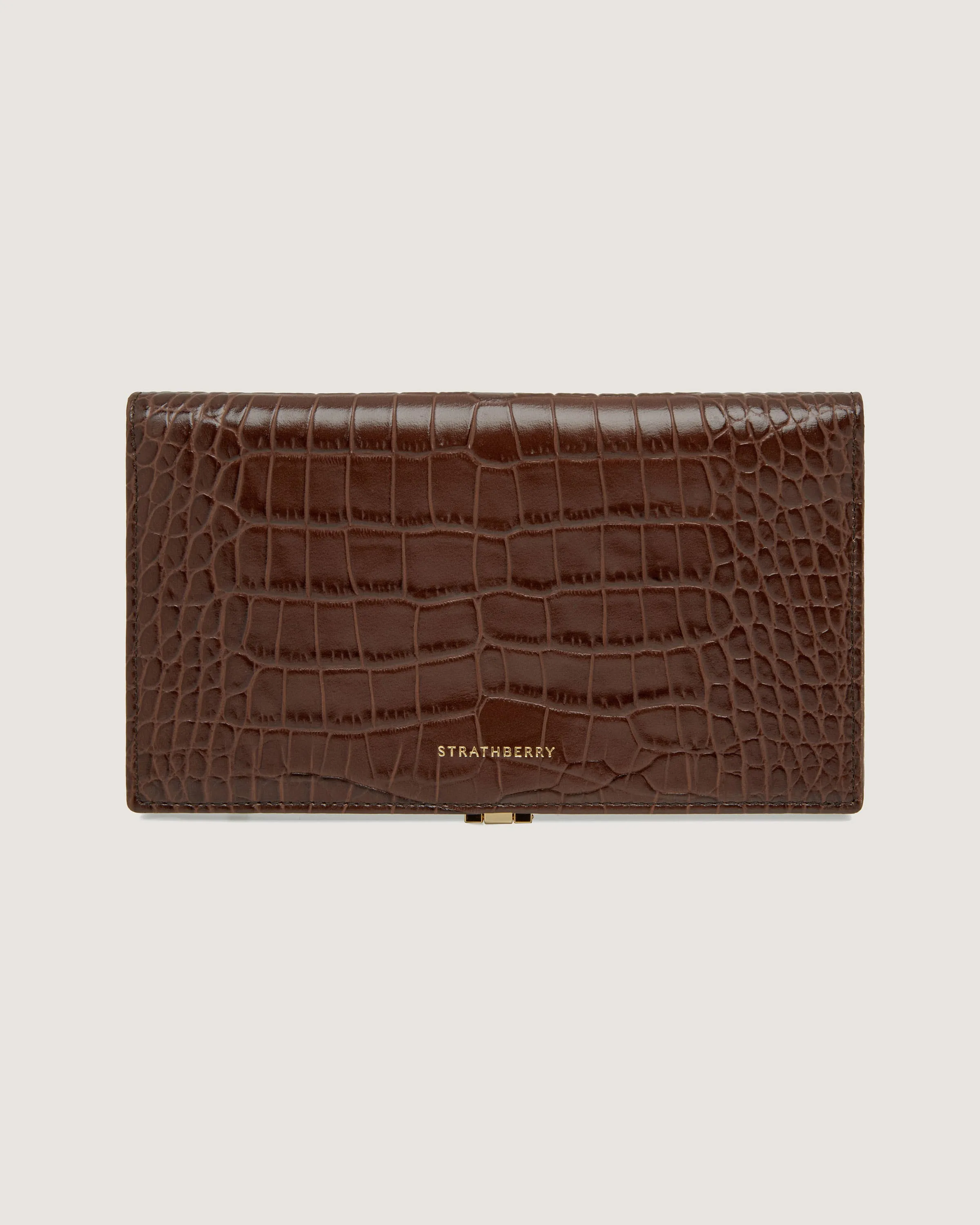 Large Melville Street Wallet - Croc-Embossed Leather Chocolate
