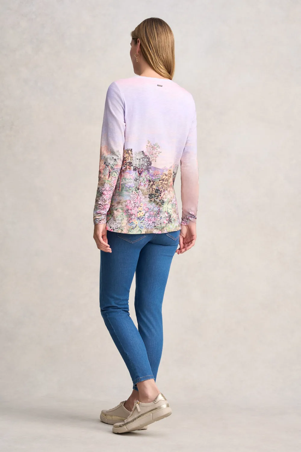 Long Sleeve Organic Cotton T-Shirt - Scenic Sunset Print