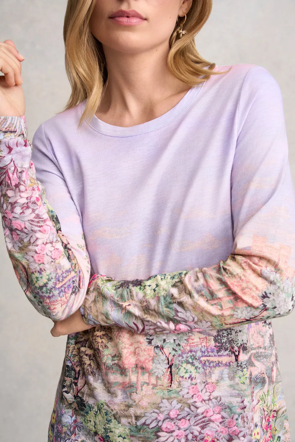 Long Sleeve Organic Cotton T-Shirt - Scenic Sunset Print