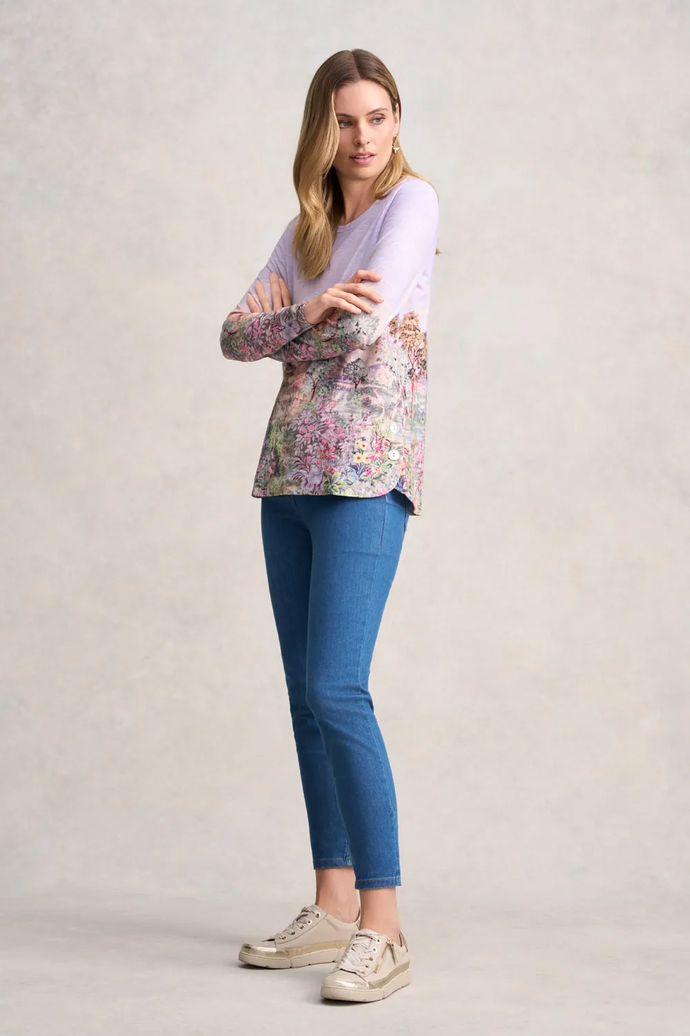 Long Sleeve Organic Cotton T-Shirt - Scenic Sunset Print