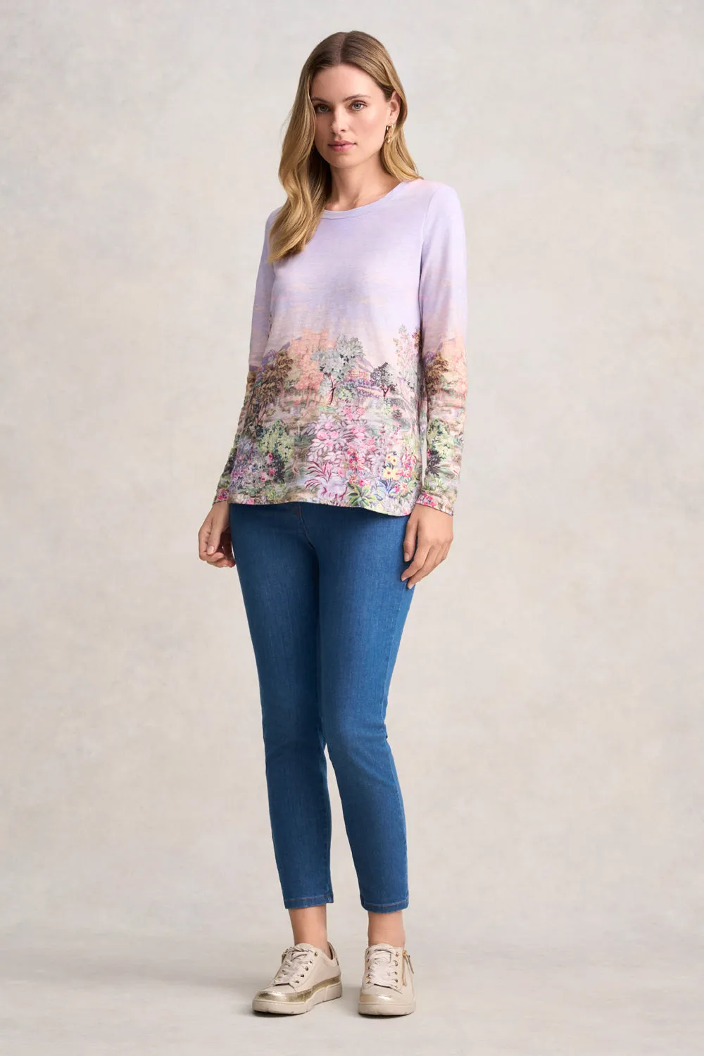 Long Sleeve Organic Cotton T-Shirt - Scenic Sunset Print