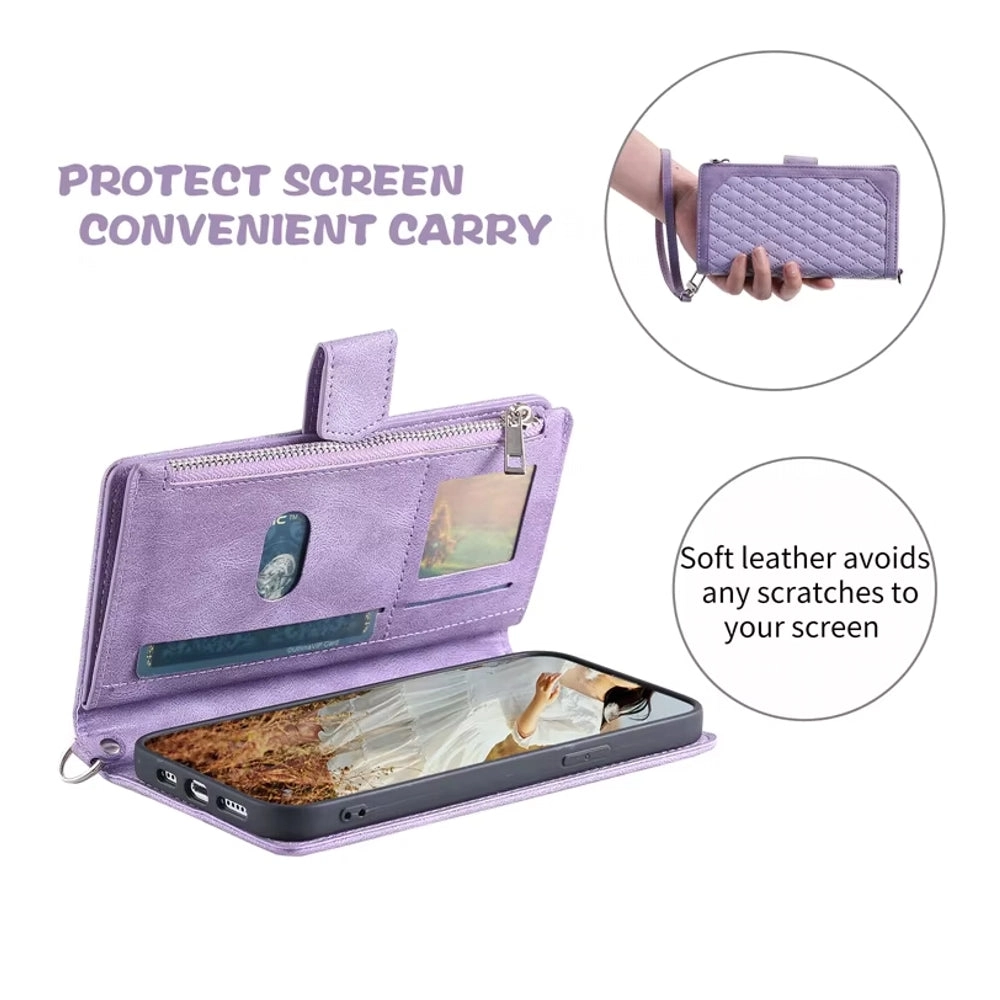 Luxury Zipper Leather Cover for Samsung Galaxy