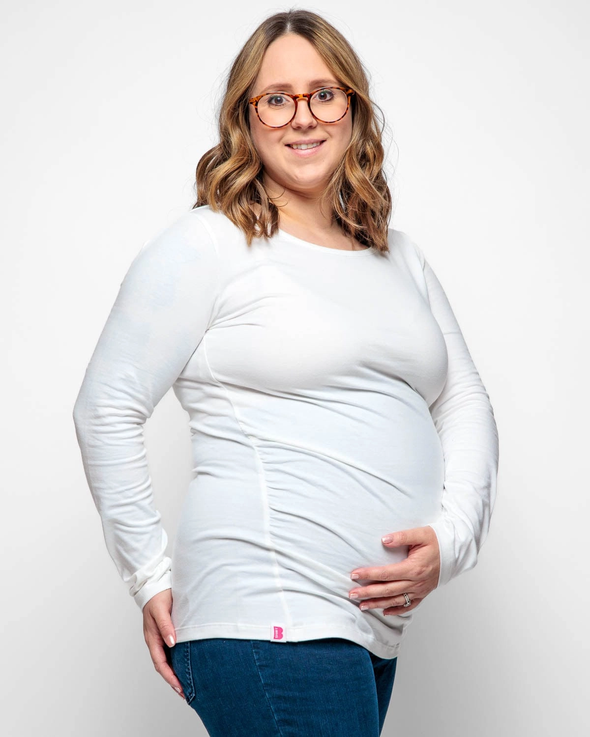 Maternity Cotton Long Sleeve Top | White