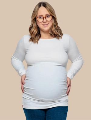 Maternity Cotton Long Sleeve Top | White