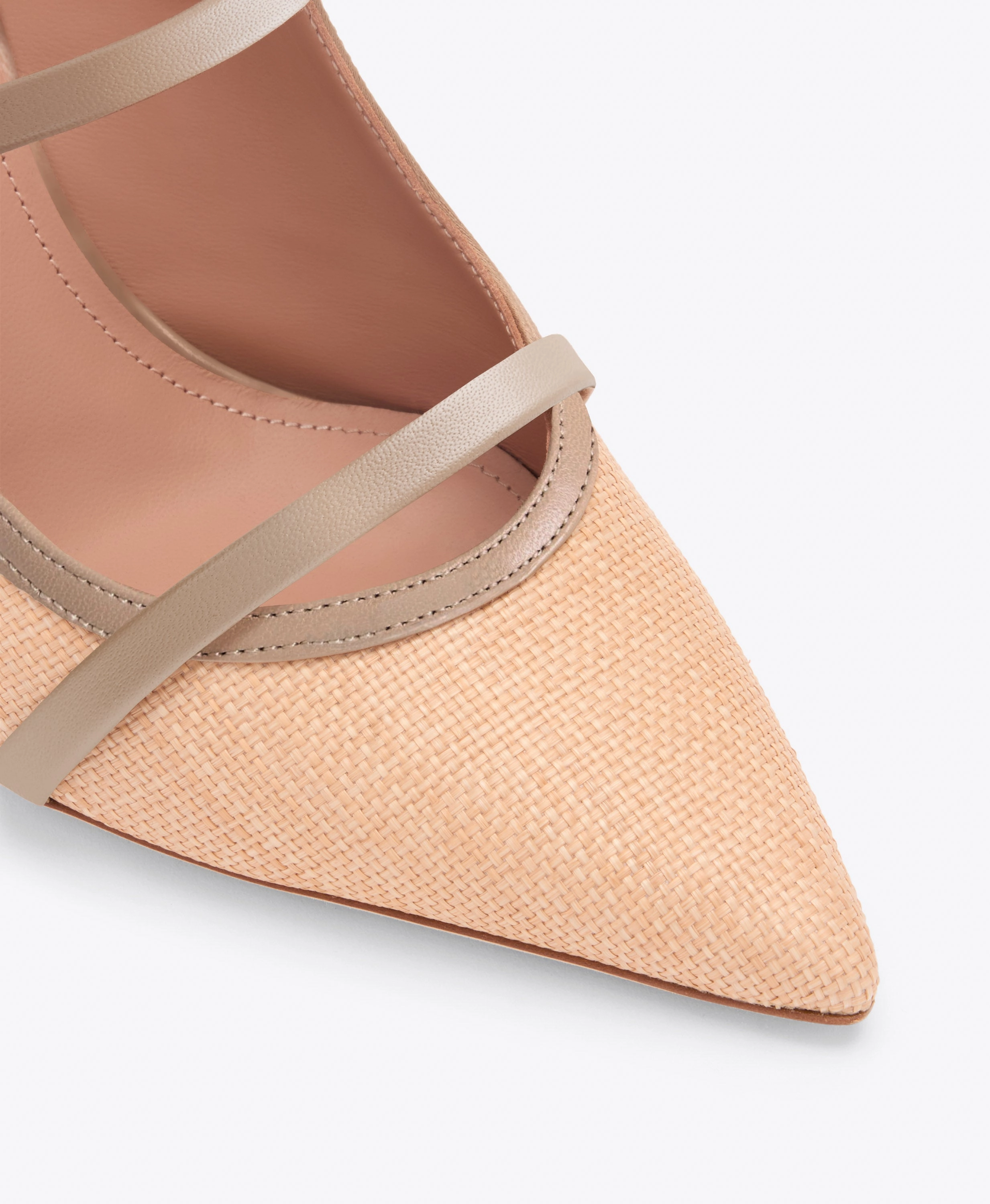 Maureen 85 Beige Raffia Heeled Mules