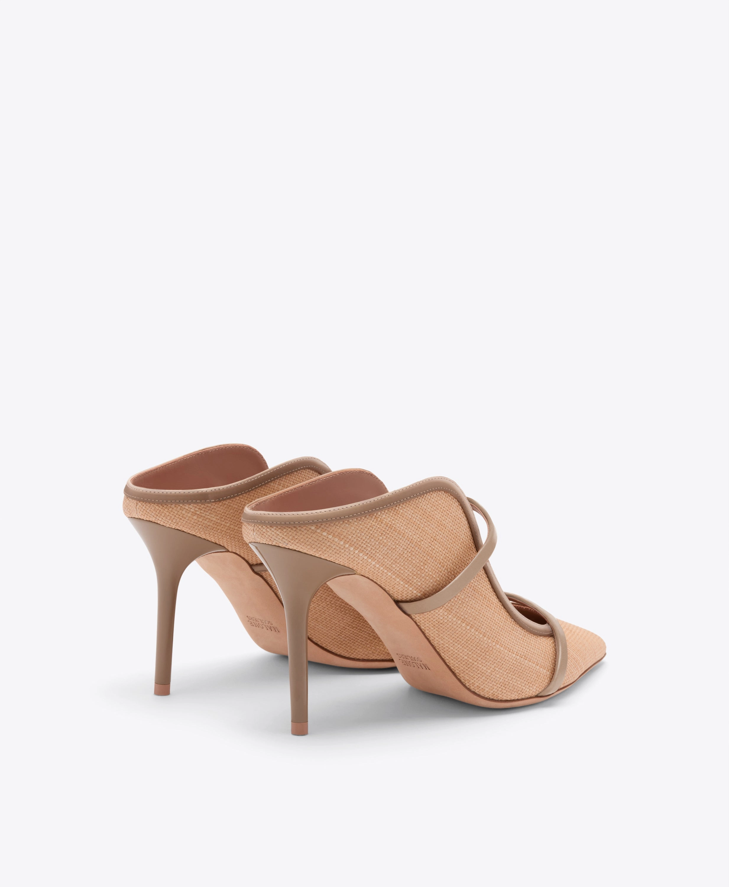 Maureen 85 Beige Raffia Heeled Mules
