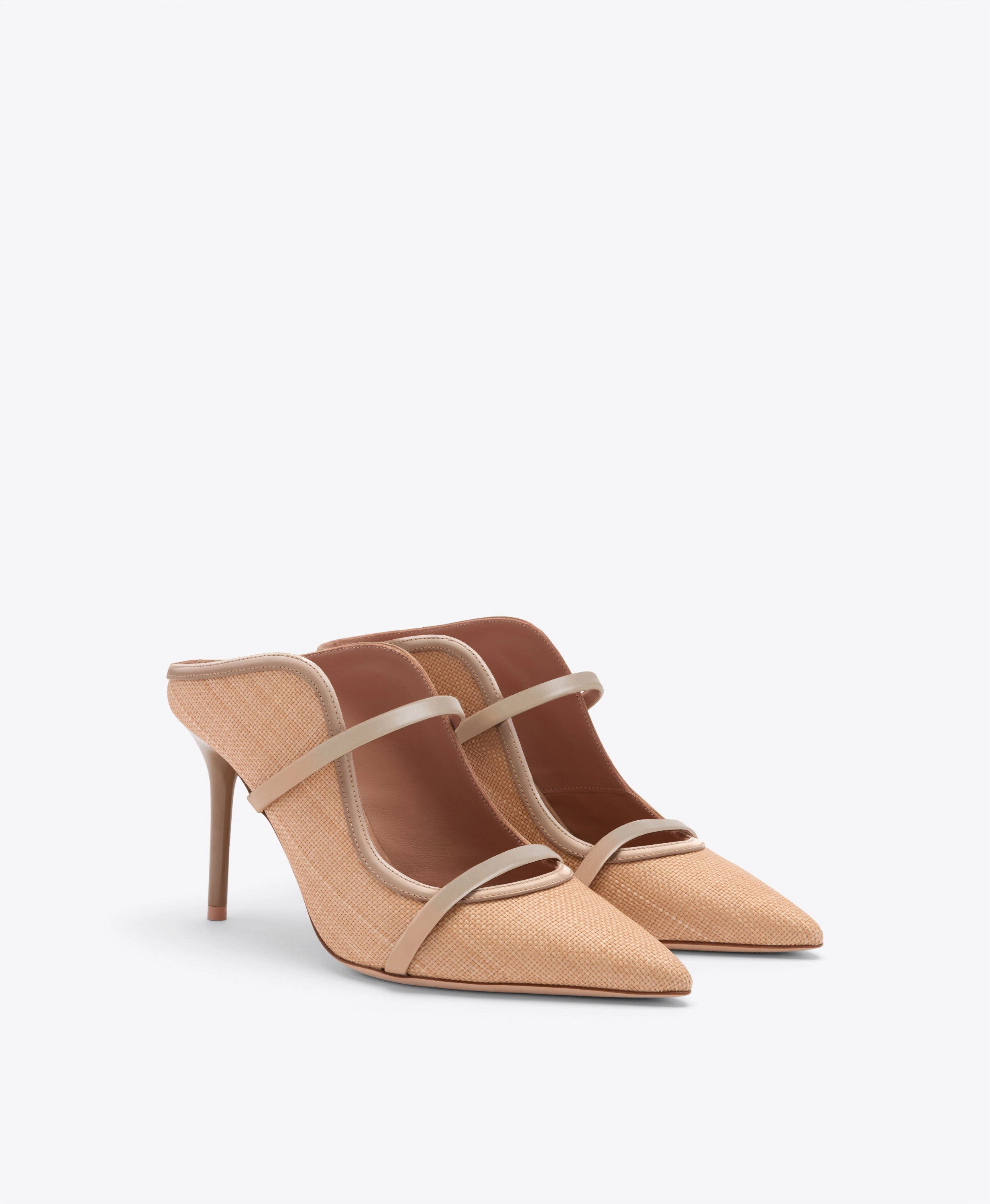 Maureen 85 Beige Raffia Heeled Mules
