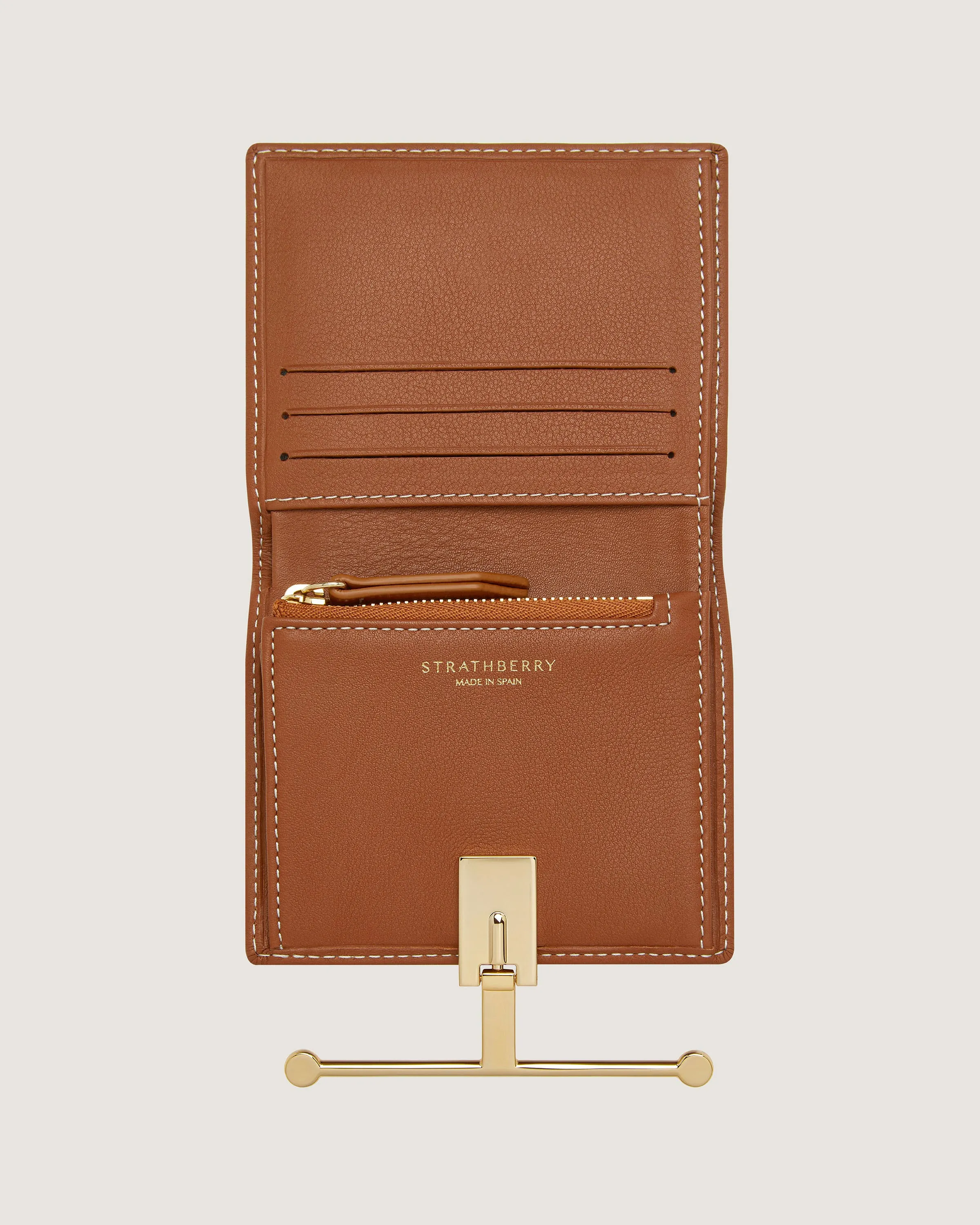 Melville Street Wallet - Chestnut with Vanilla Stitch