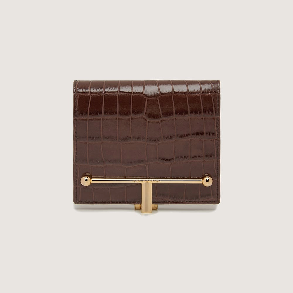 Melville Street Wallet - Croc Embossed Leather Chocolate