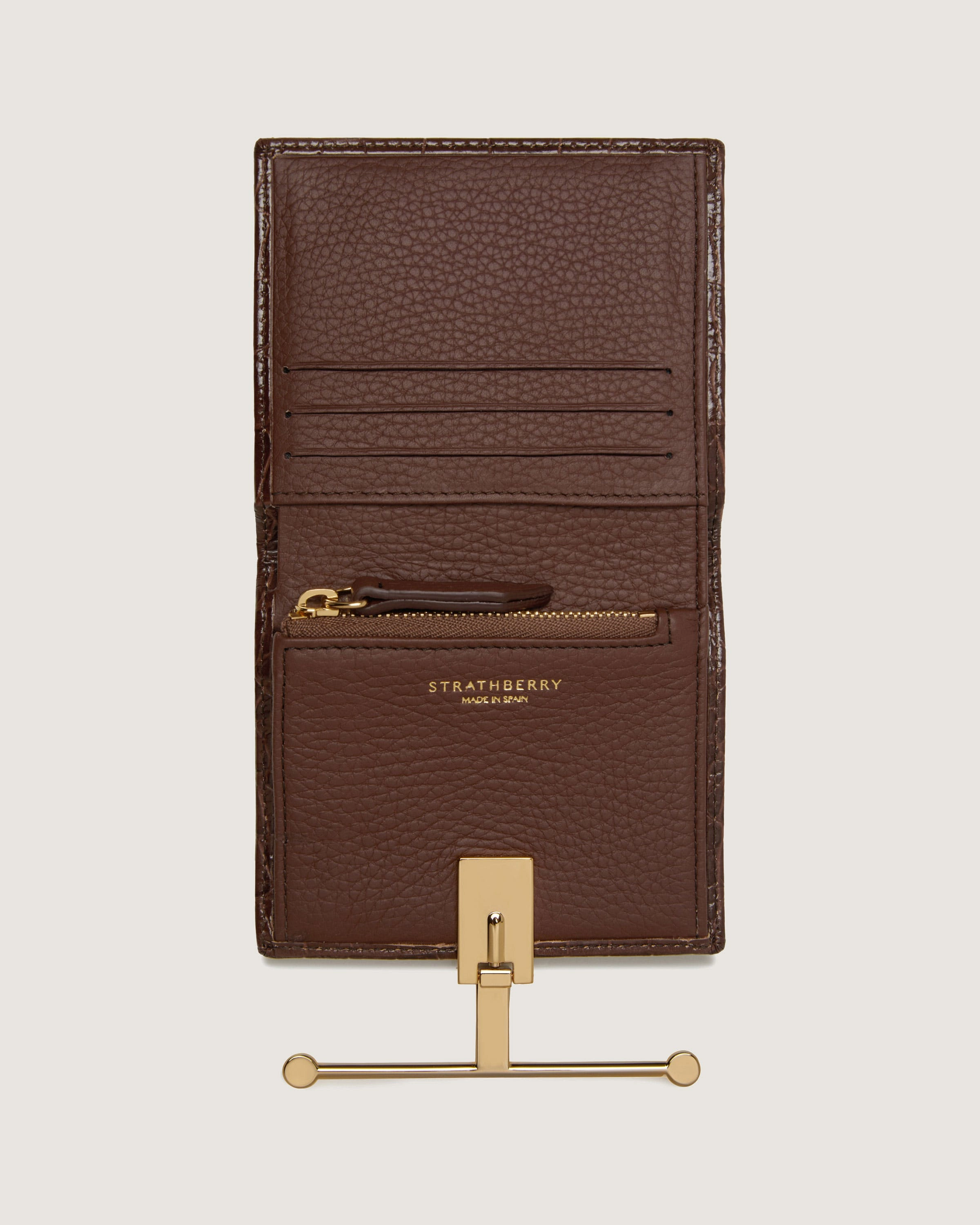 Melville Street Wallet - Croc Embossed Leather Chocolate