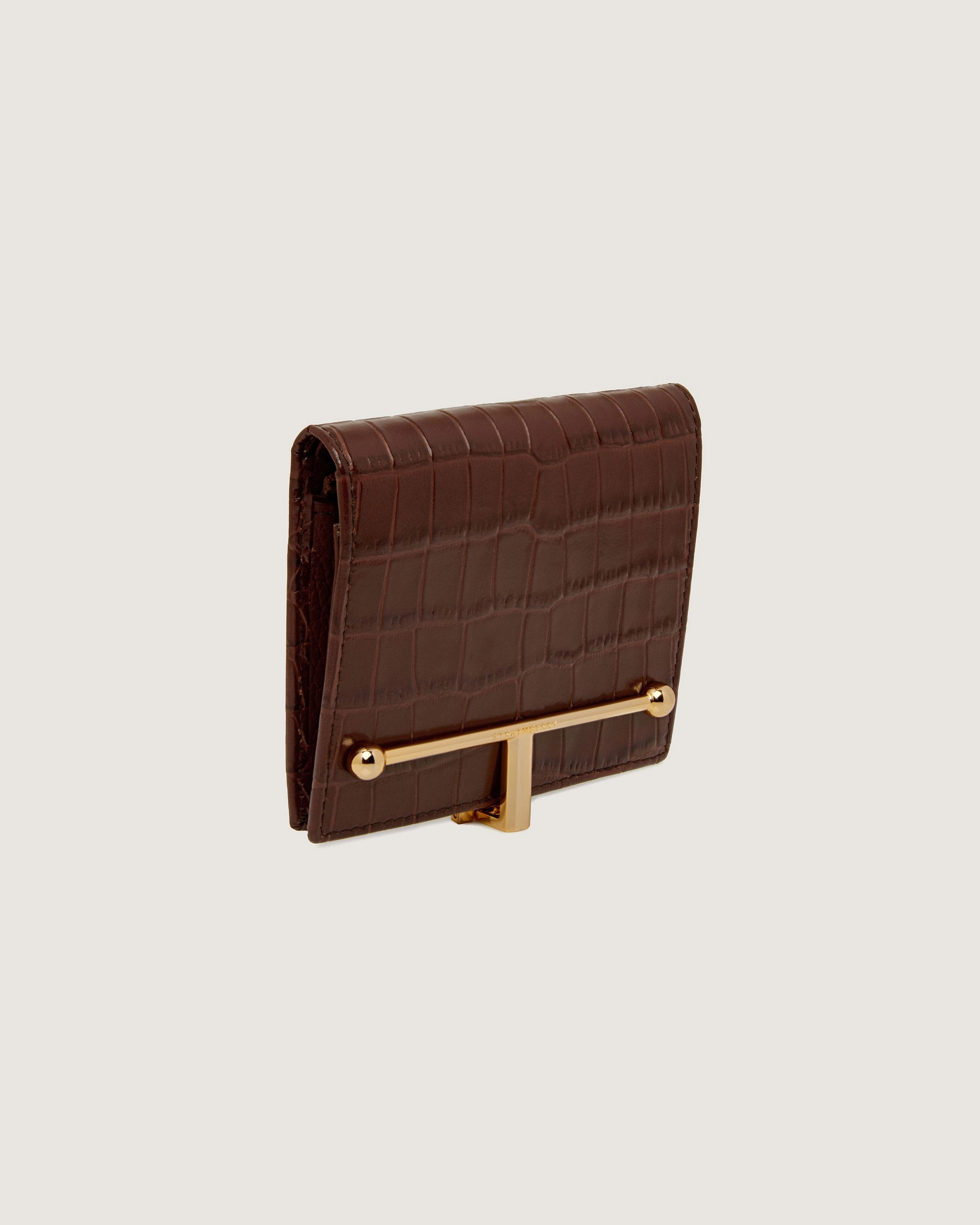 Melville Street Wallet - Croc Embossed Leather Chocolate