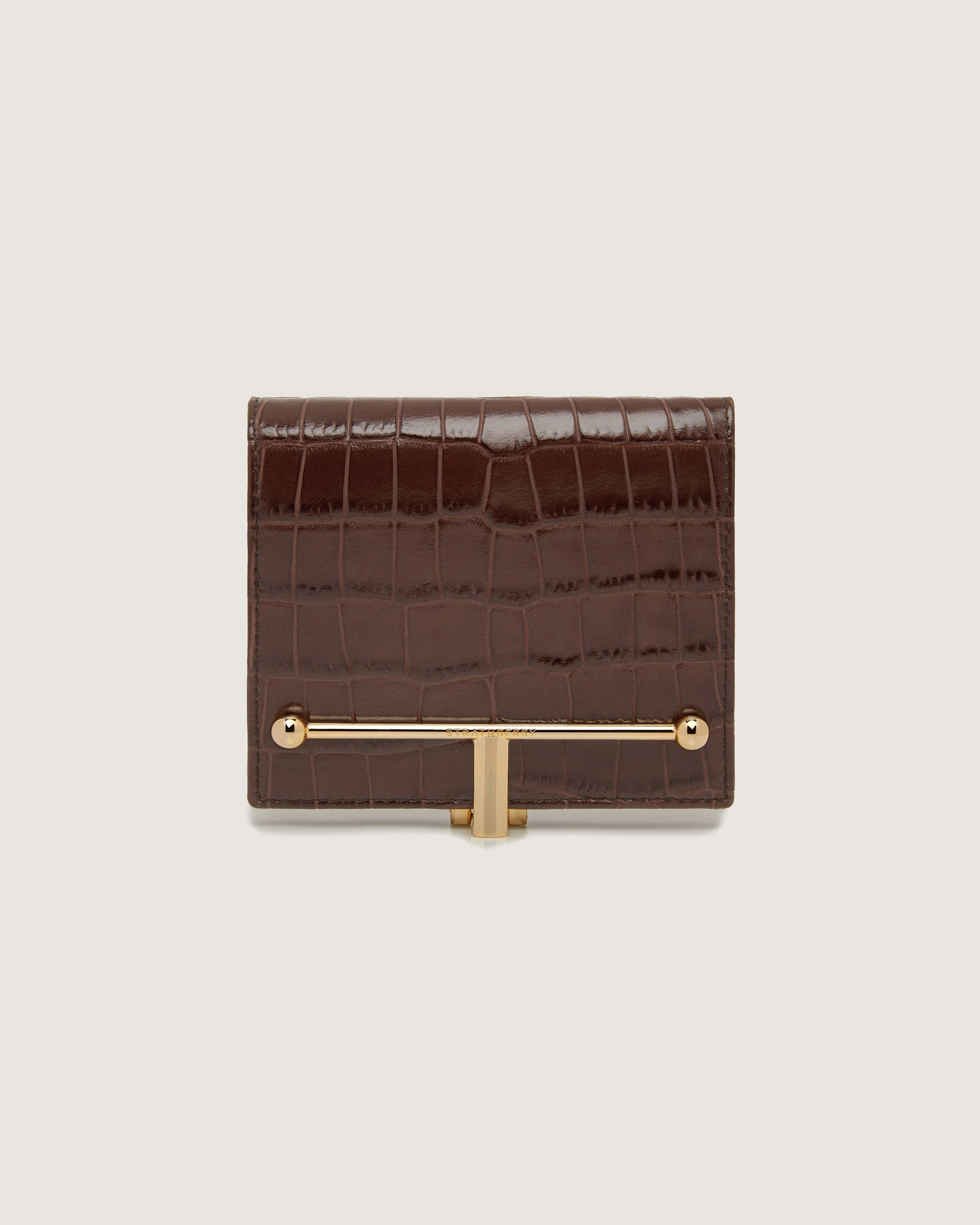 Melville Street Wallet - Croc Embossed Leather Chocolate