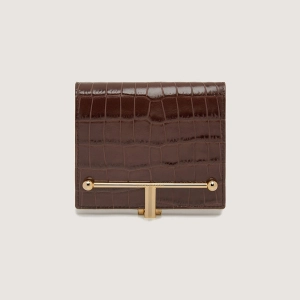 Melville Street Wallet - Croc Embossed Leather Chocolate