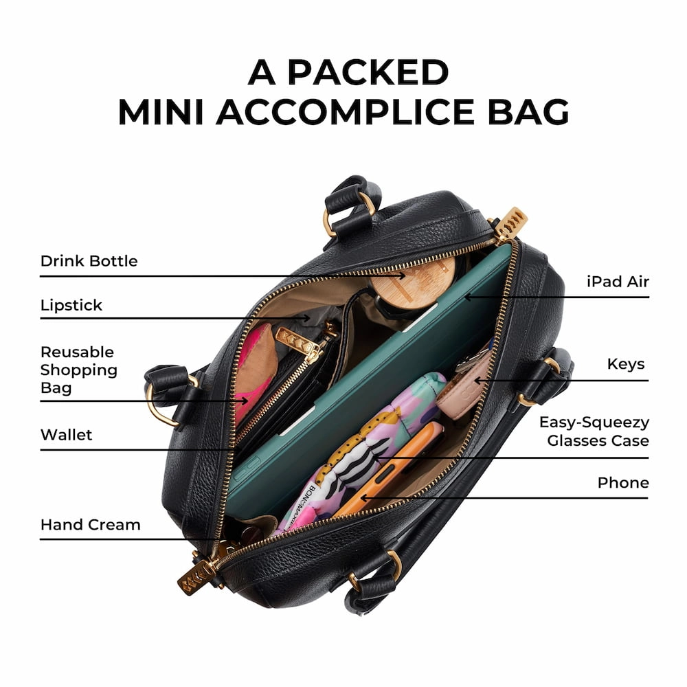 Mini Leather Accomplice Shoulder Bag -- Almond