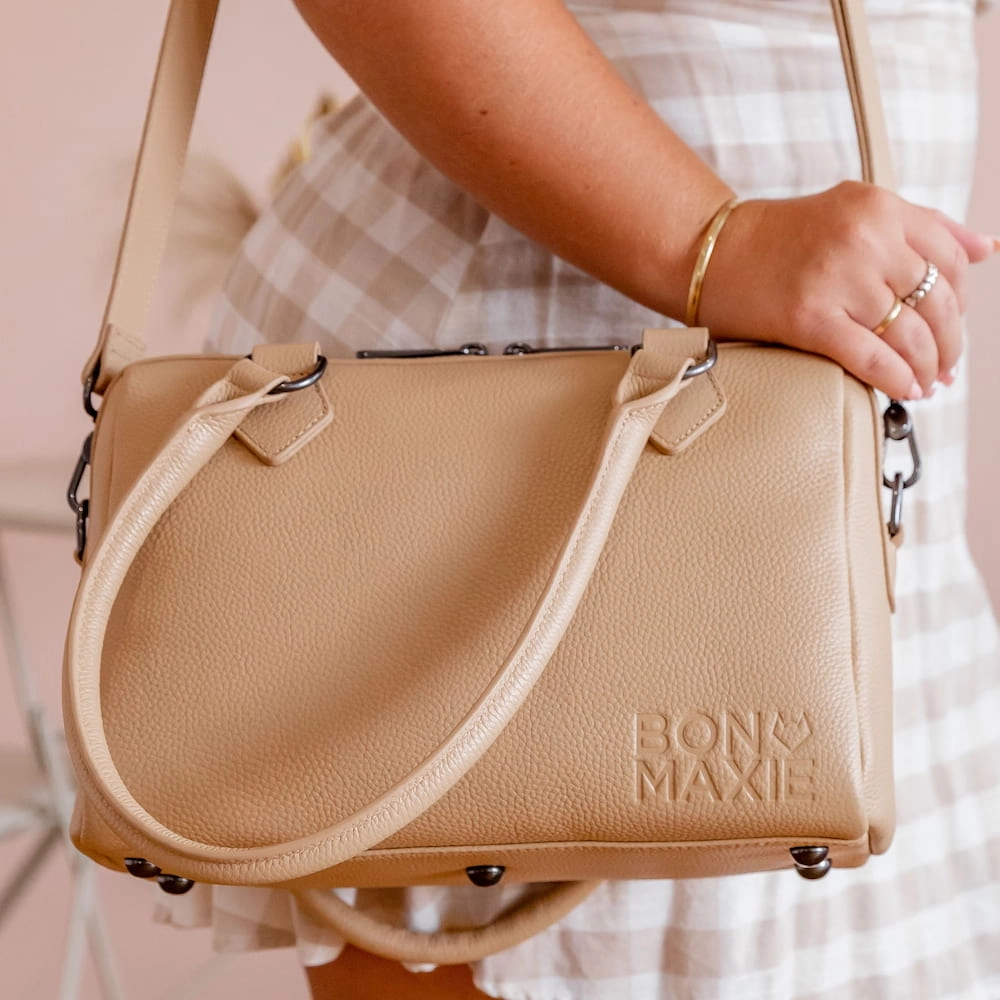 Mini Leather Accomplice Shoulder Bag -- Almond