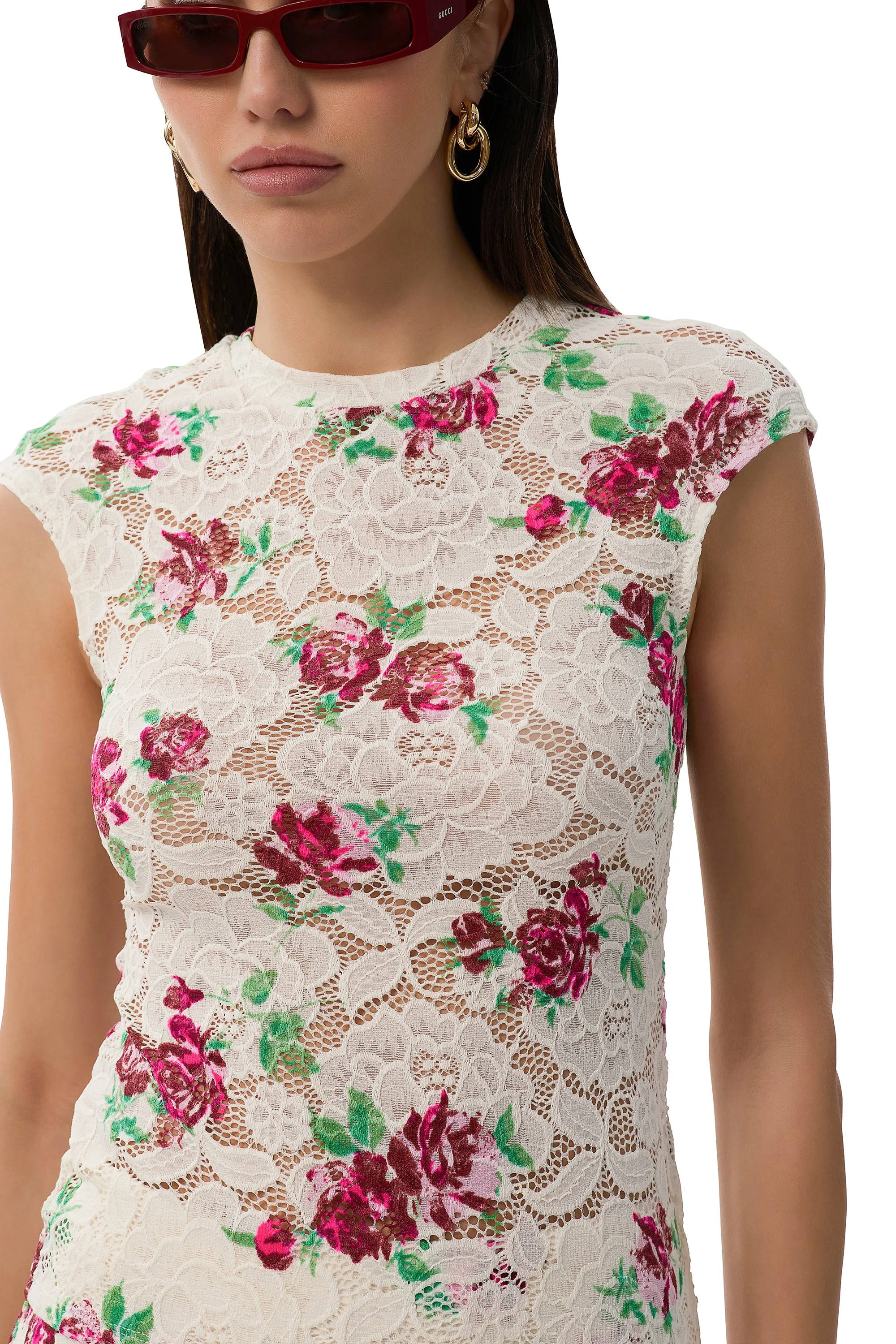 Nina Crochet Lace Top - Romance Rose