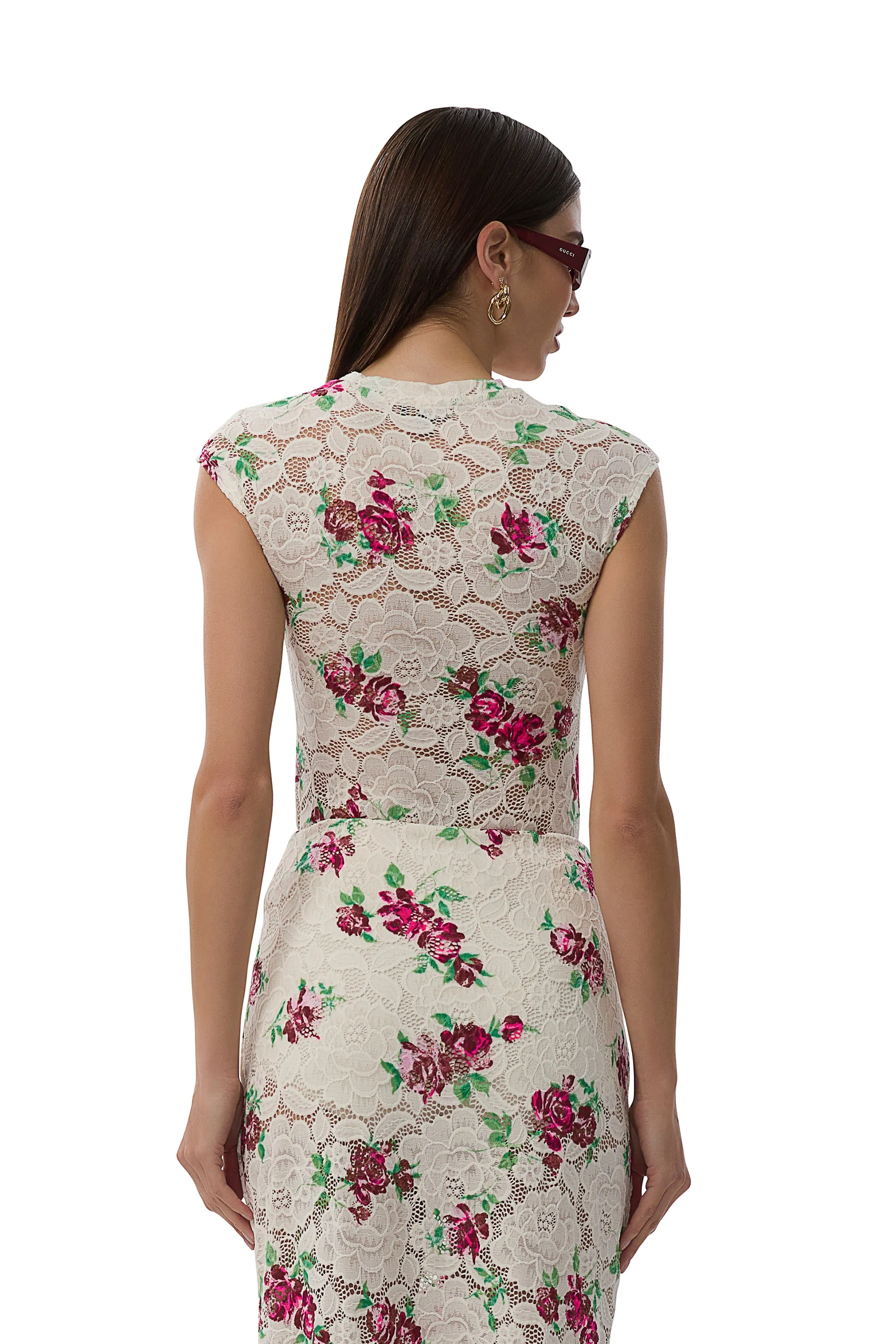 Nina Crochet Lace Top - Romance Rose