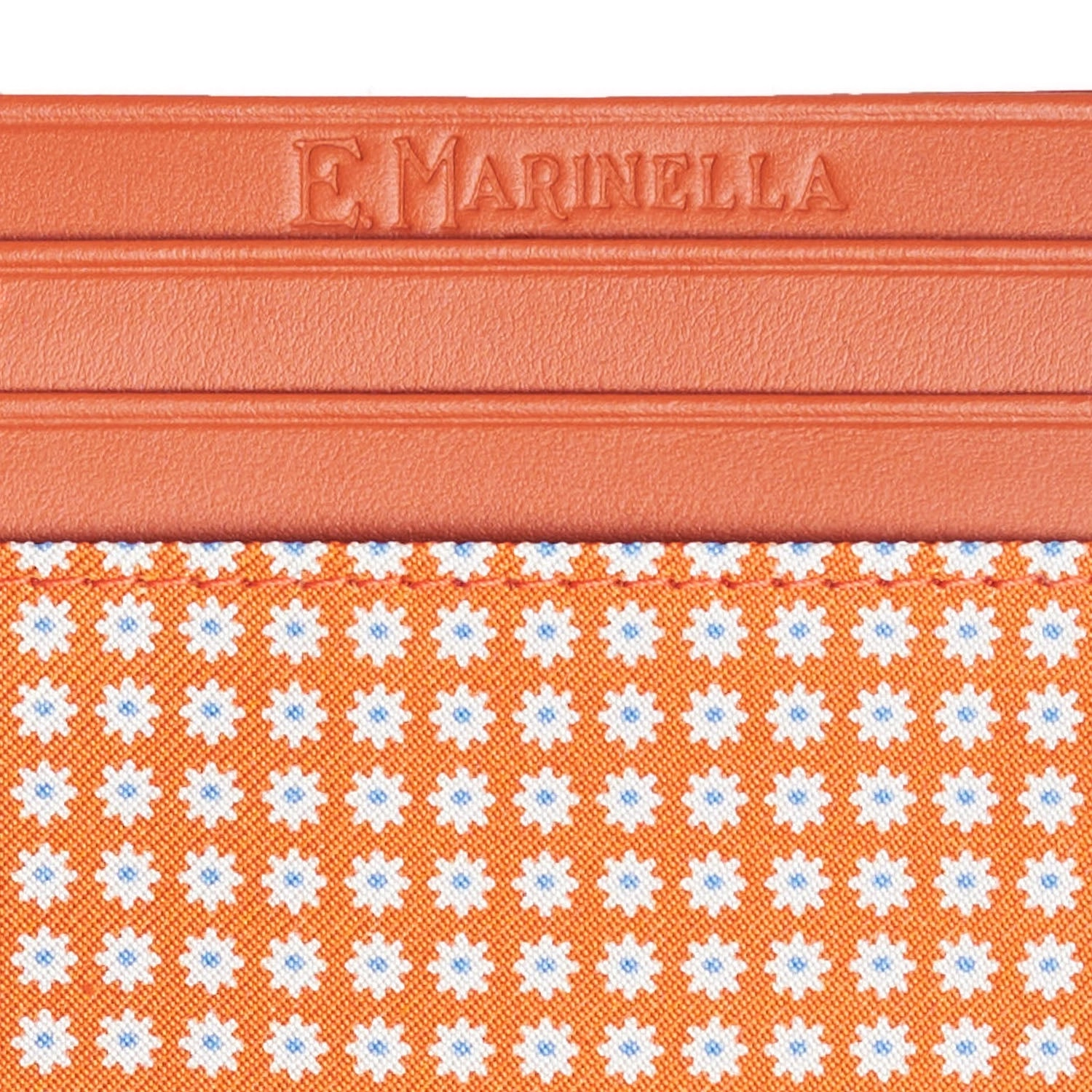 ORANGE LEATHER AND SILK CREDIT CARD HOLDER