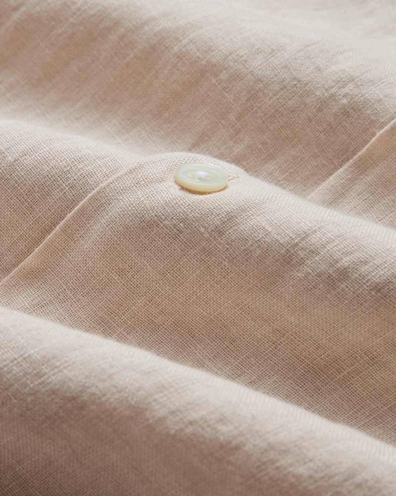 Portuguese Flannel Linen Camp Collar Shirt - Raw White