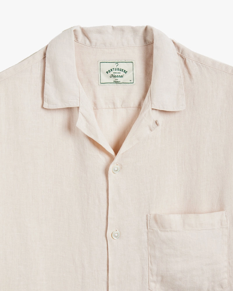 Portuguese Flannel Linen Camp Collar Shirt - Raw White