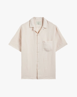 Portuguese Flannel Linen Camp Collar Shirt - Raw White