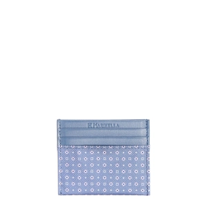 POWDER BLUE LEATHER AND SILK CREDIT CARD HOLDER