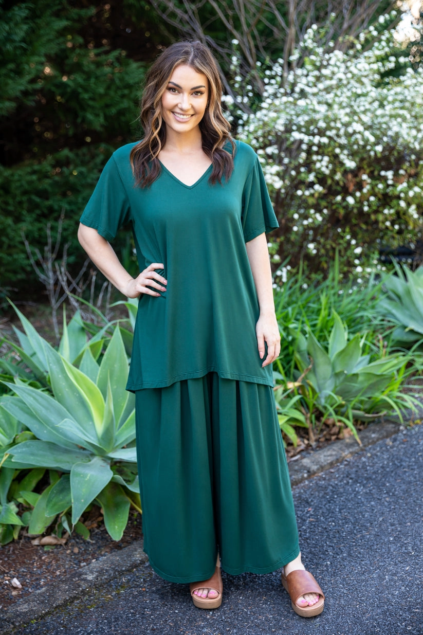 PQ Collection T-Shirt Top Forest Green