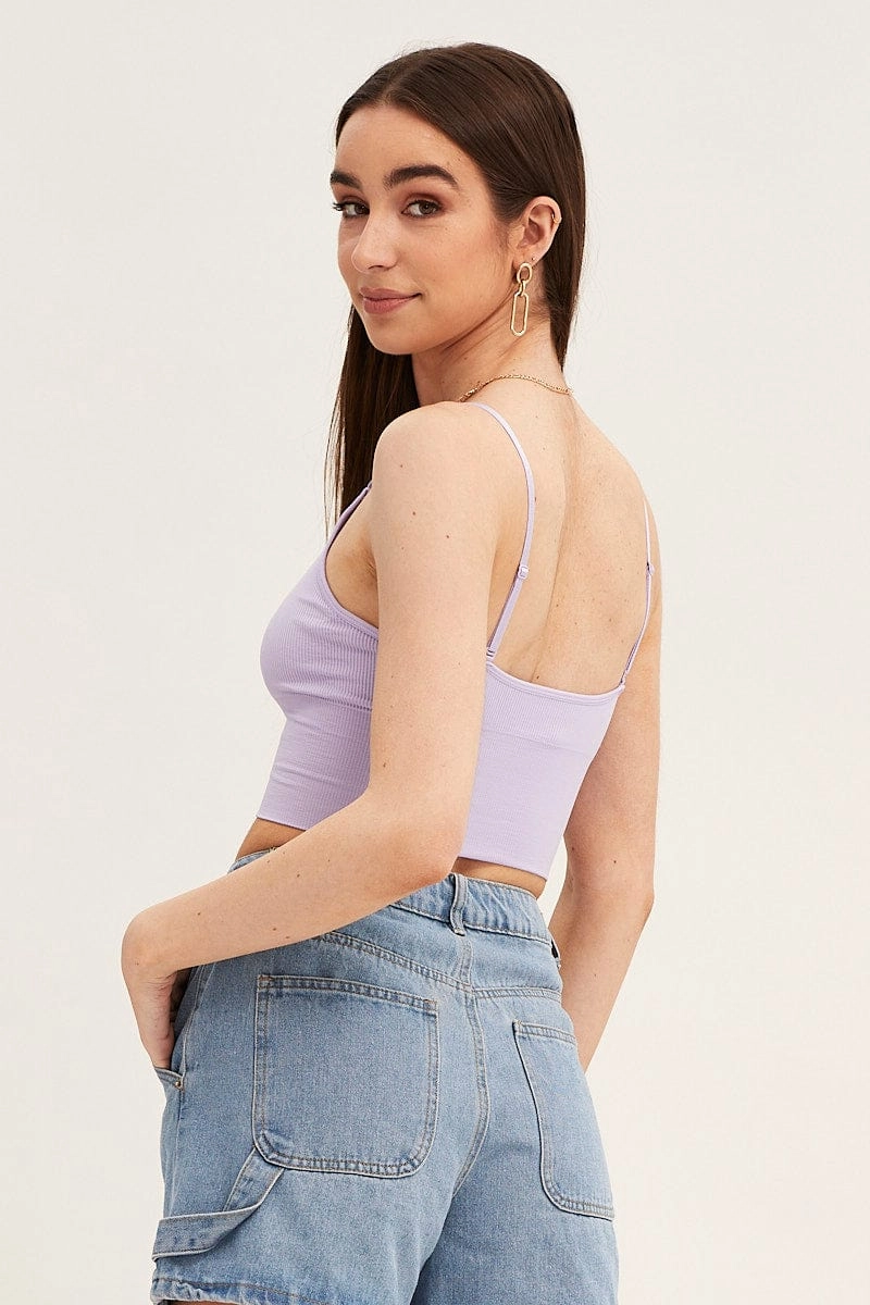 Purple Crop Singlet Top Seamless