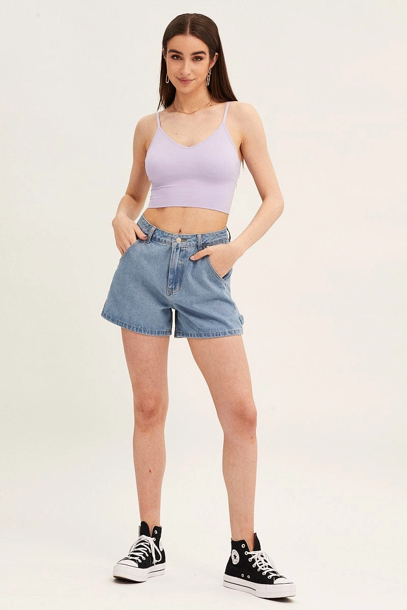 Purple Crop Singlet Top Seamless