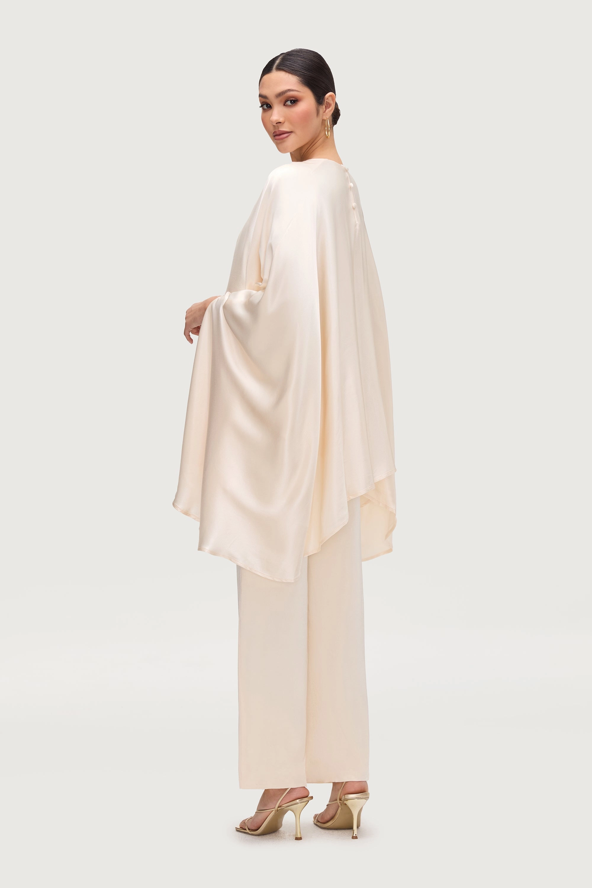 Razan Silk Wide Leg Pants - Pearl