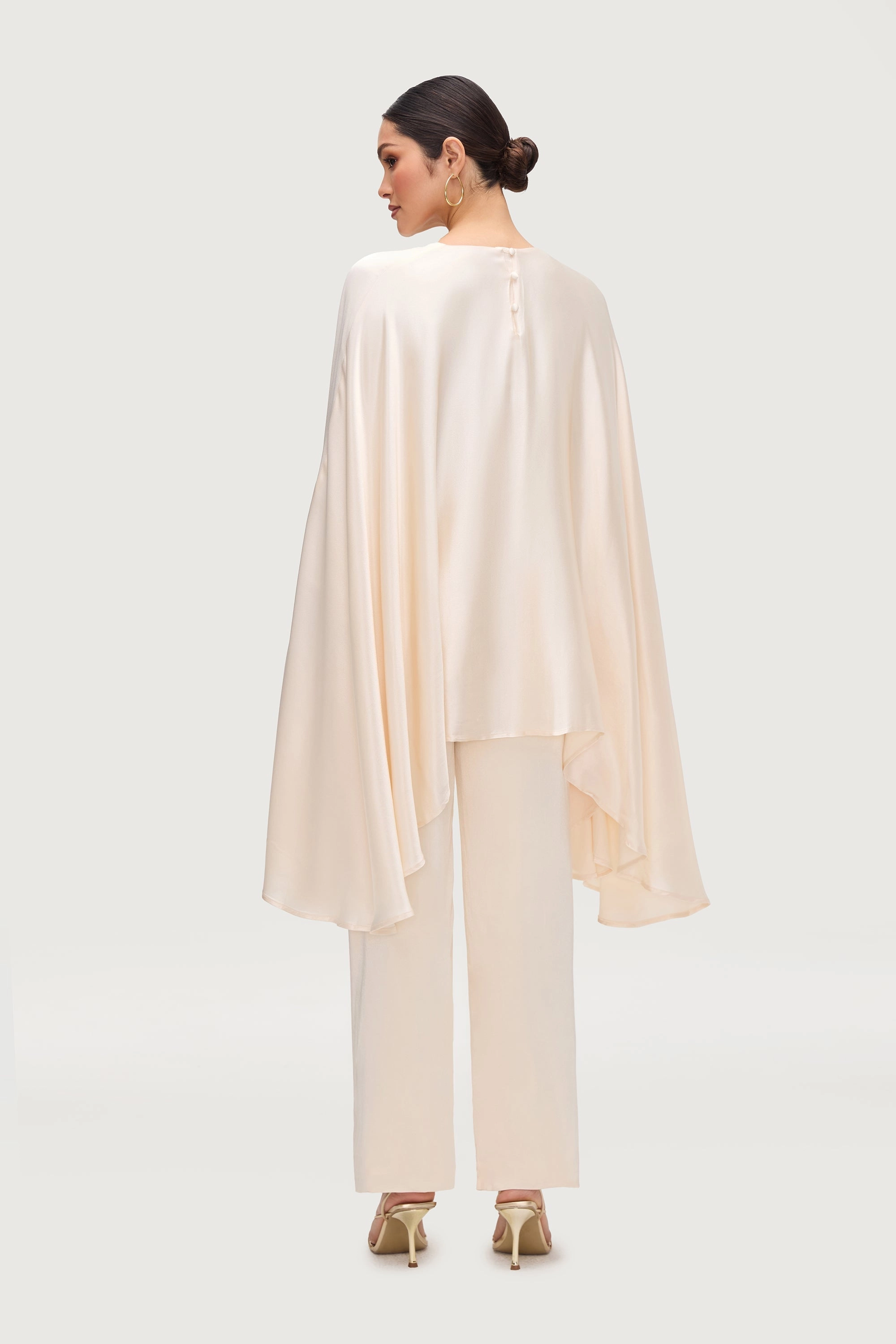Razan Silk Wide Leg Pants - Pearl