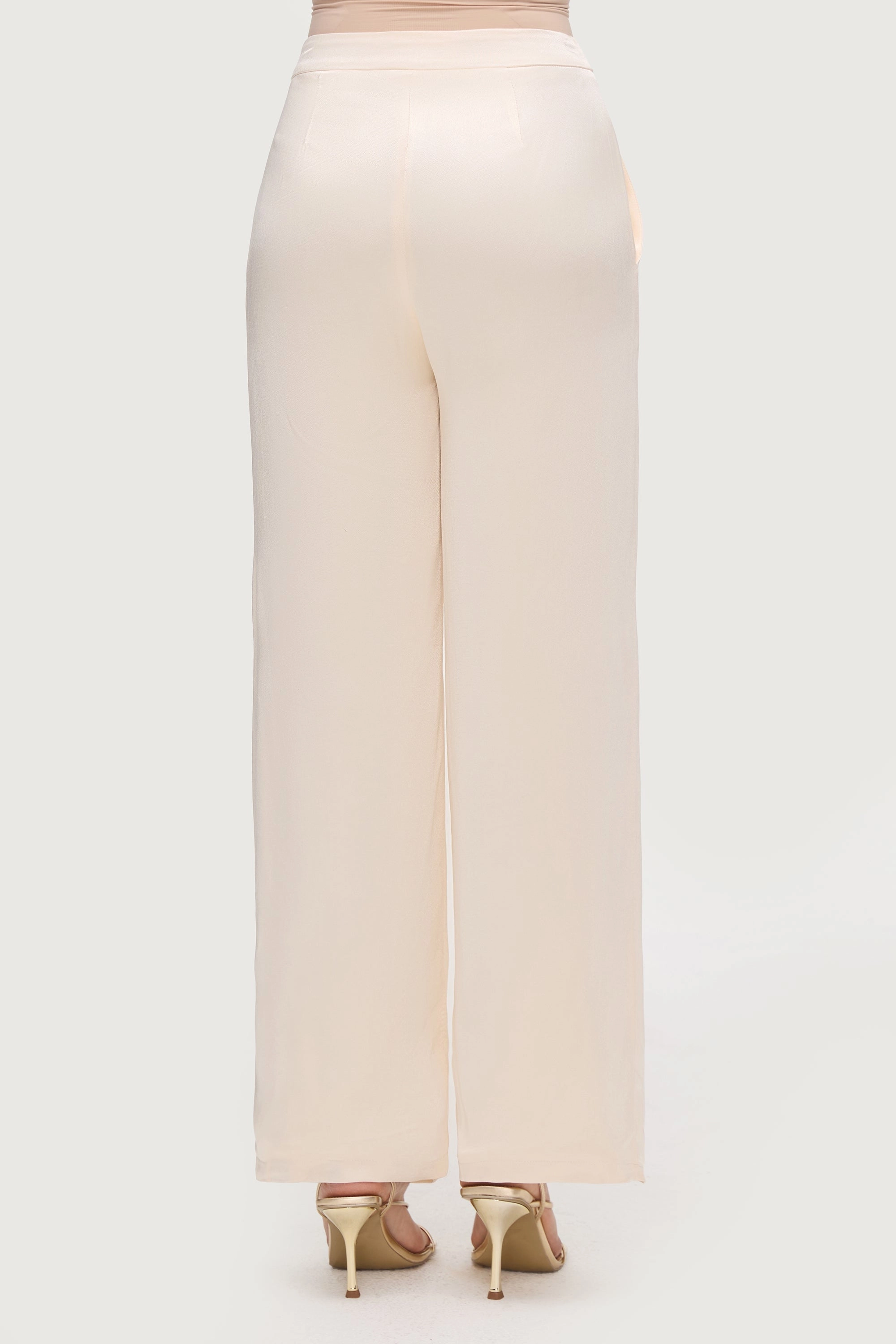 Razan Silk Wide Leg Pants - Pearl