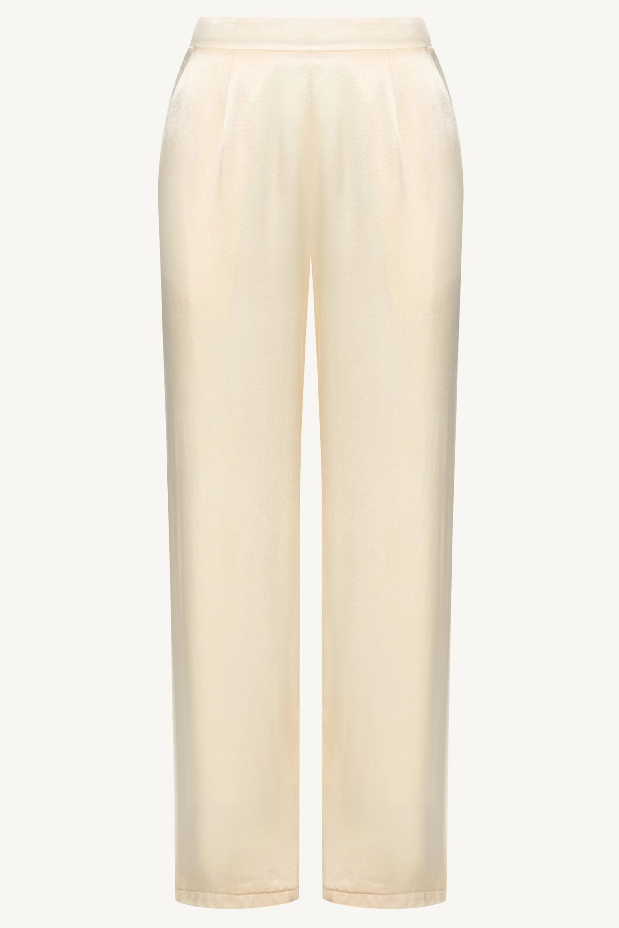 Razan Silk Wide Leg Pants - Pearl