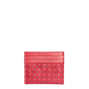 RED LEATHER AND SILK CREDIT CARD HOLDER