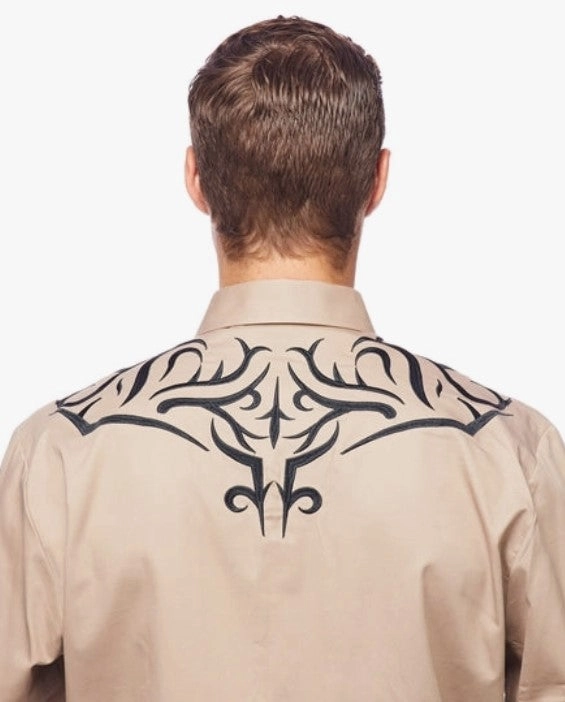 Rodeo Clothing Mens Western Embroidery Shirt PS500L-542 Beige