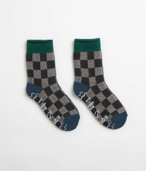 ROTOTO Checkerboard Socks - Dark Green / Blue