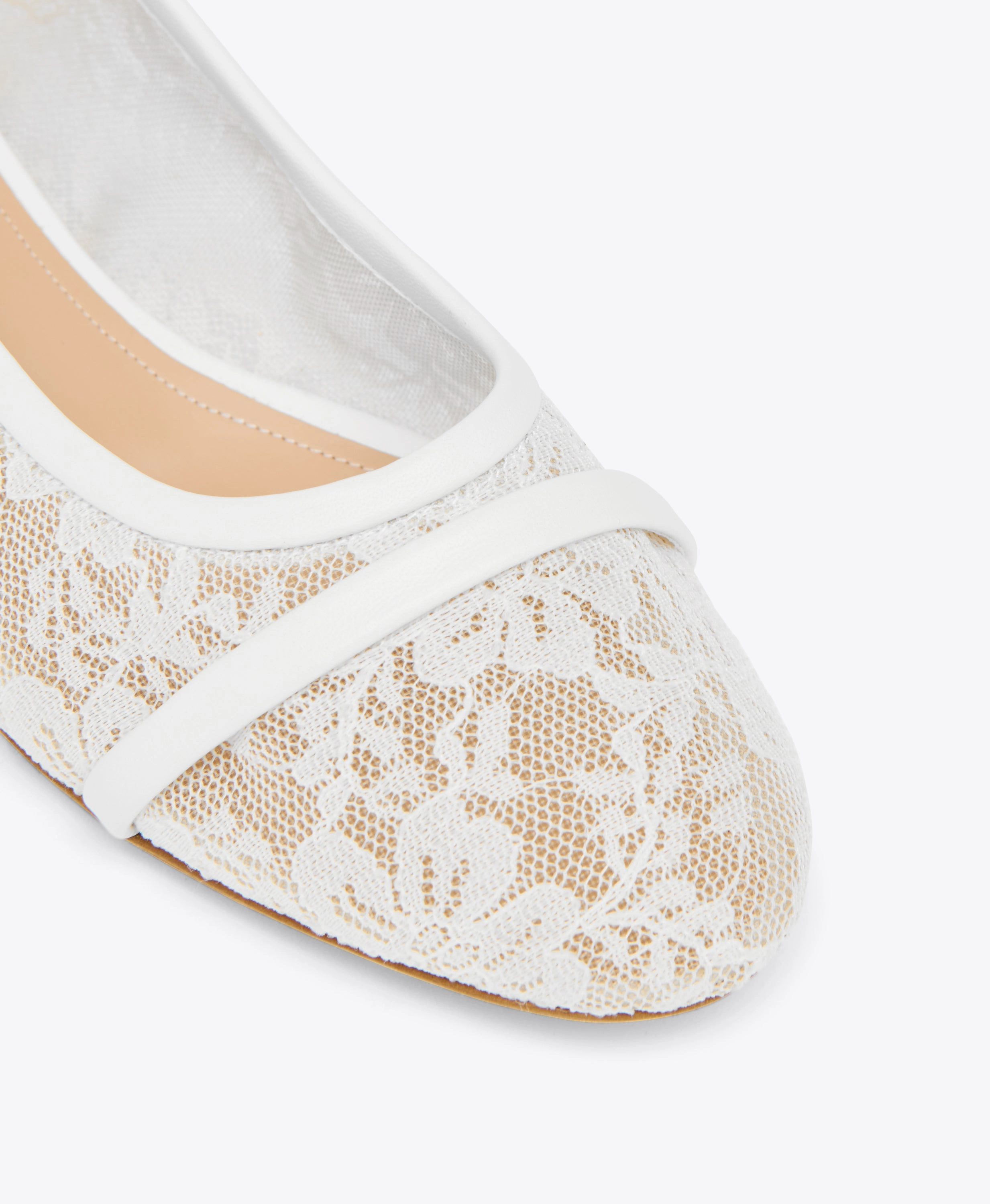 Sabina White Lace Flat Pumps