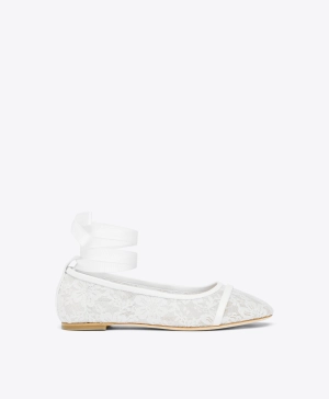 Sabina White Lace Flat Pumps