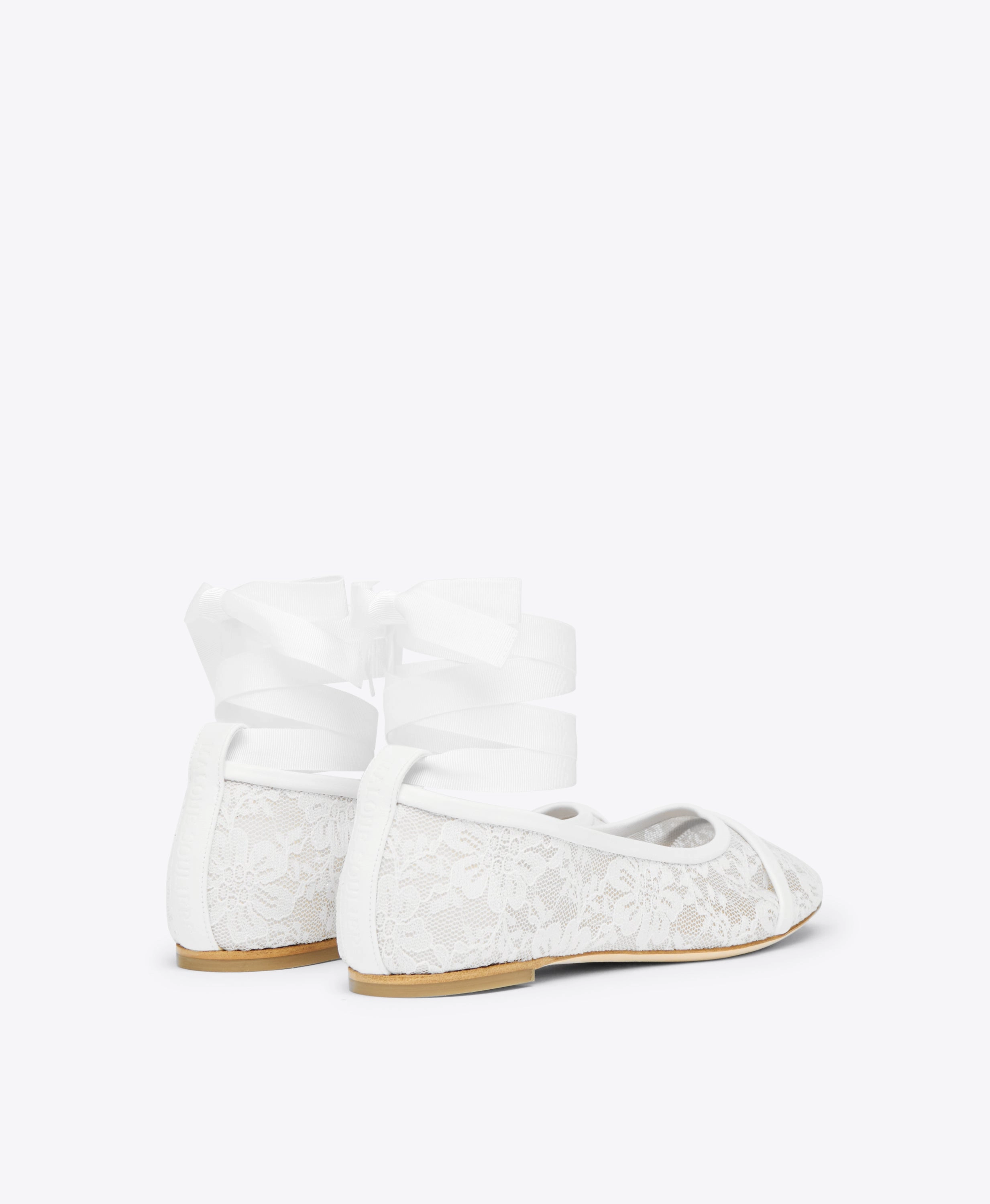 Sabina White Lace Flat Pumps