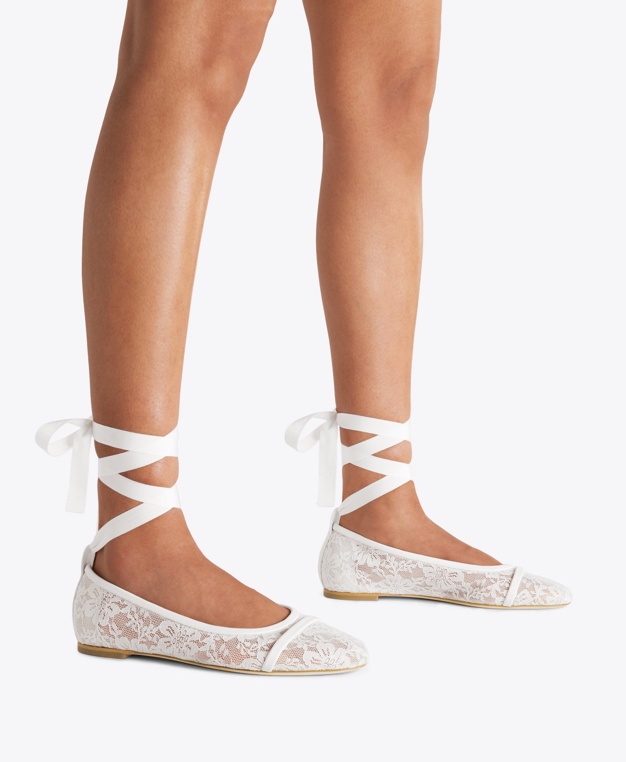 Sabina White Lace Flat Pumps