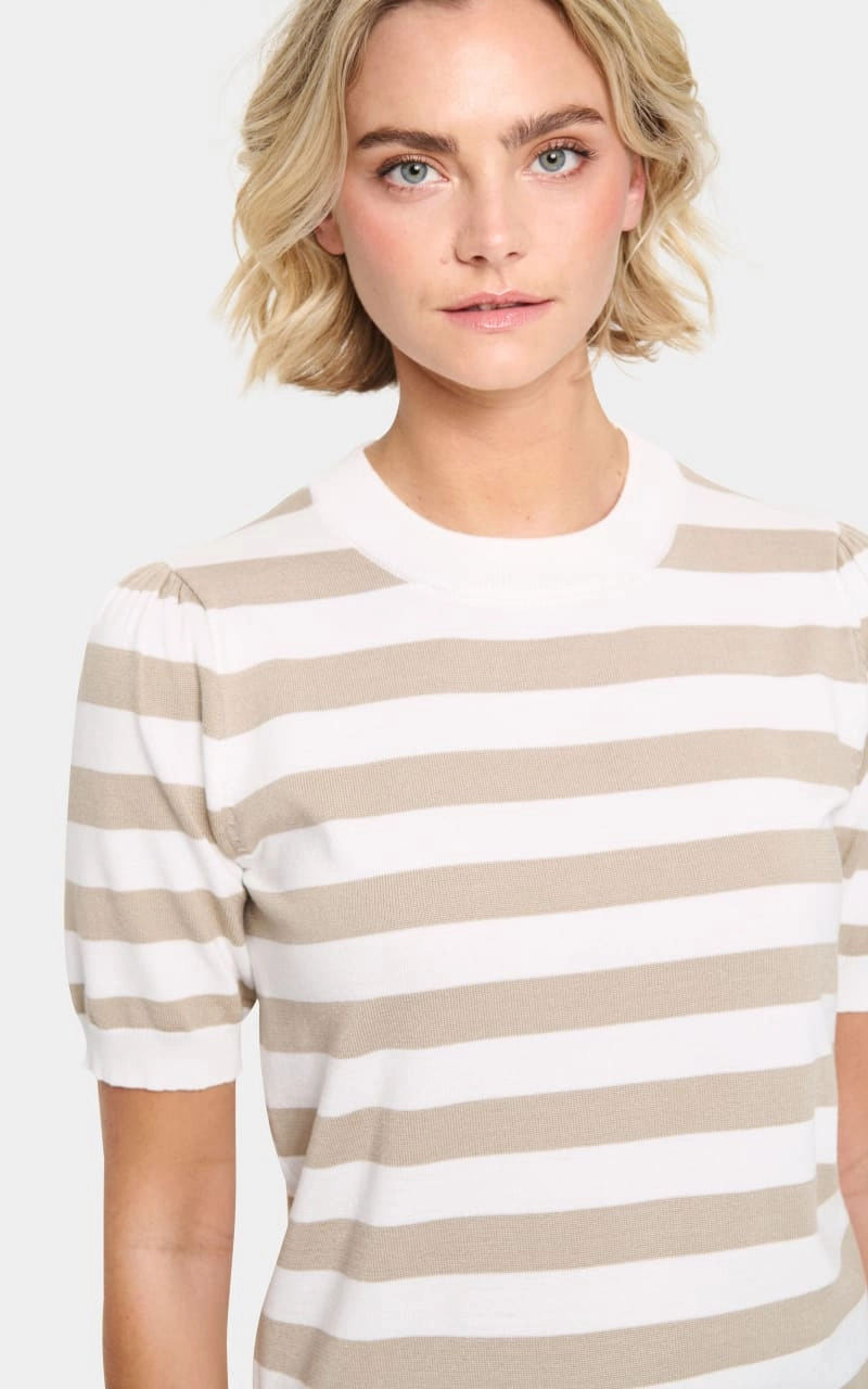 Saint Tropez- Mila Short Sleeve Block Stripe Pullover