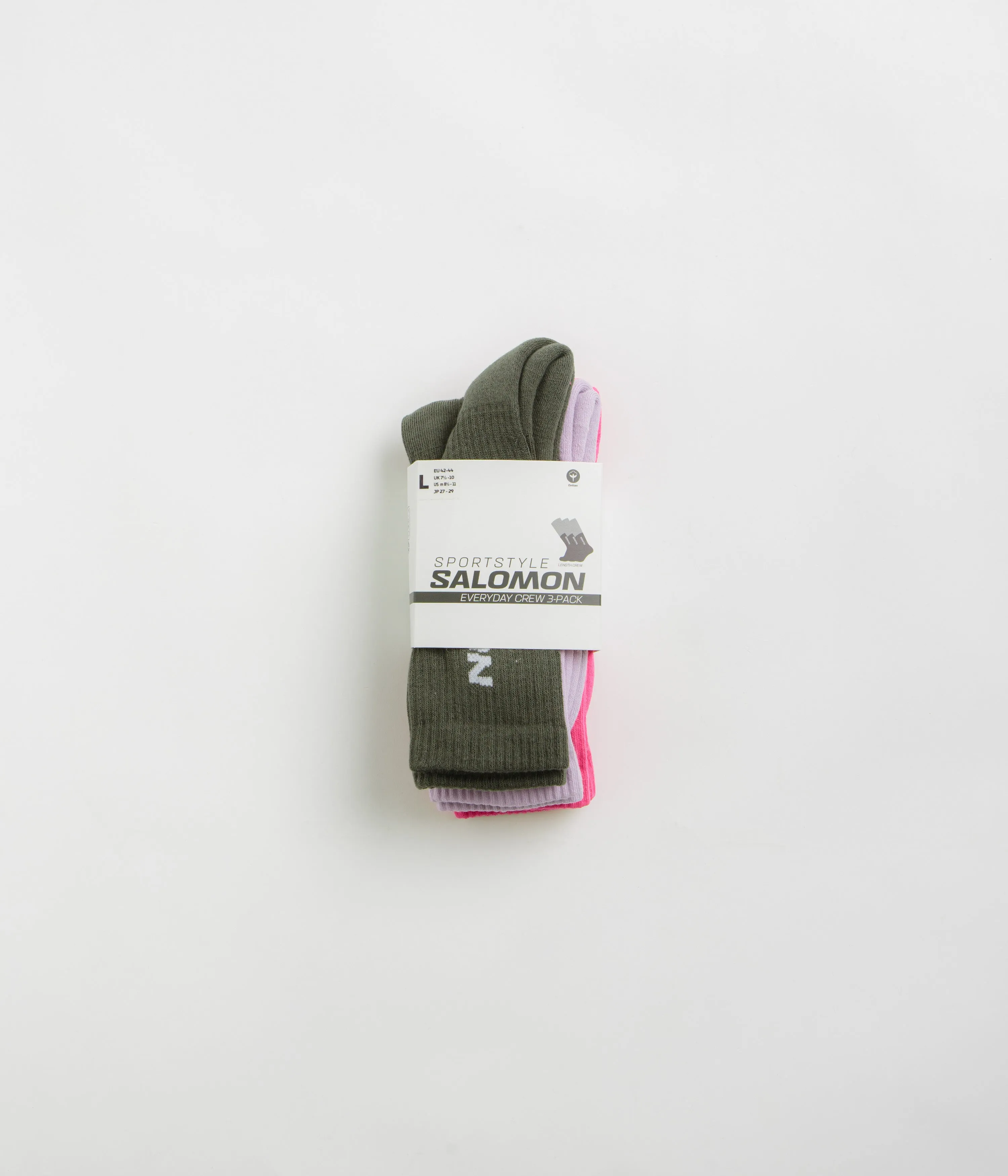Salomon Everyday Crew Socks (3 Pack) - Knockout Pink / Purple Heather / Olive Night