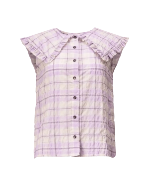 Seersucker Check Sleeveless Shirt