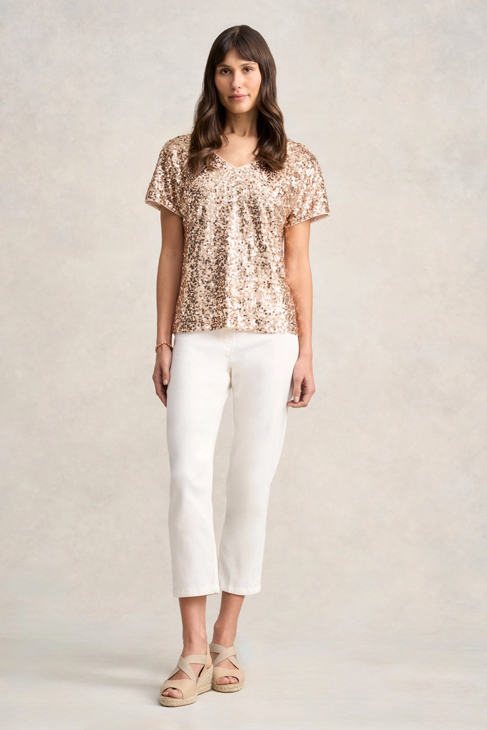 Sequin T-Shirt - Ice Gold